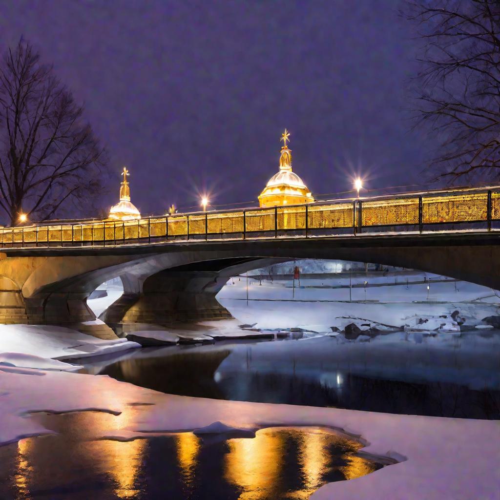 Мост в зимний вечер