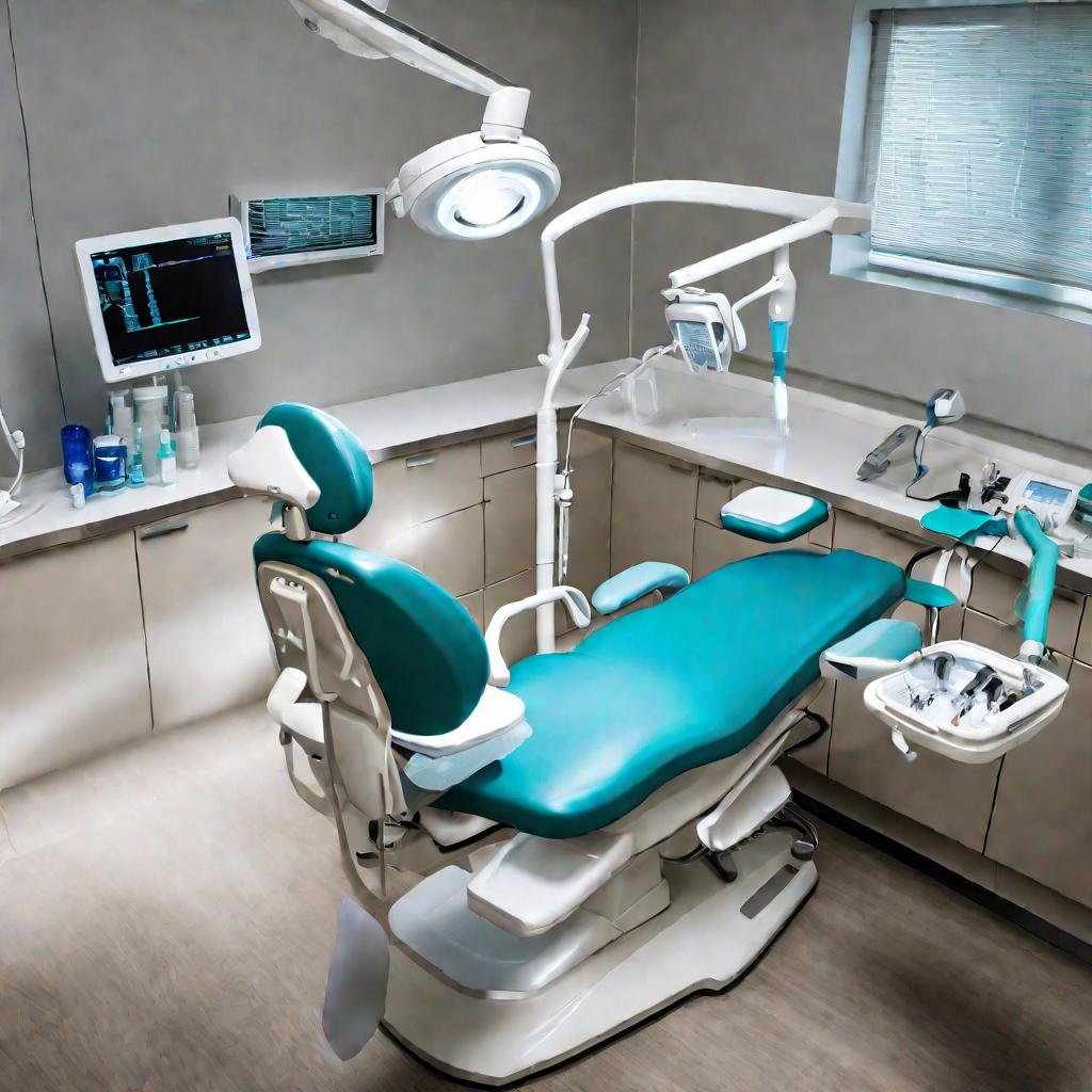 Стоматологический кабинет во время приема пациента.