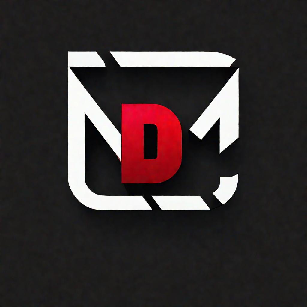 Минималистичный красный логотип на черном фоне