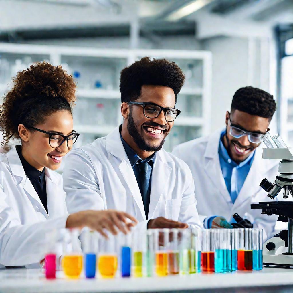 Портрет студентов-химиков в лаборатории
