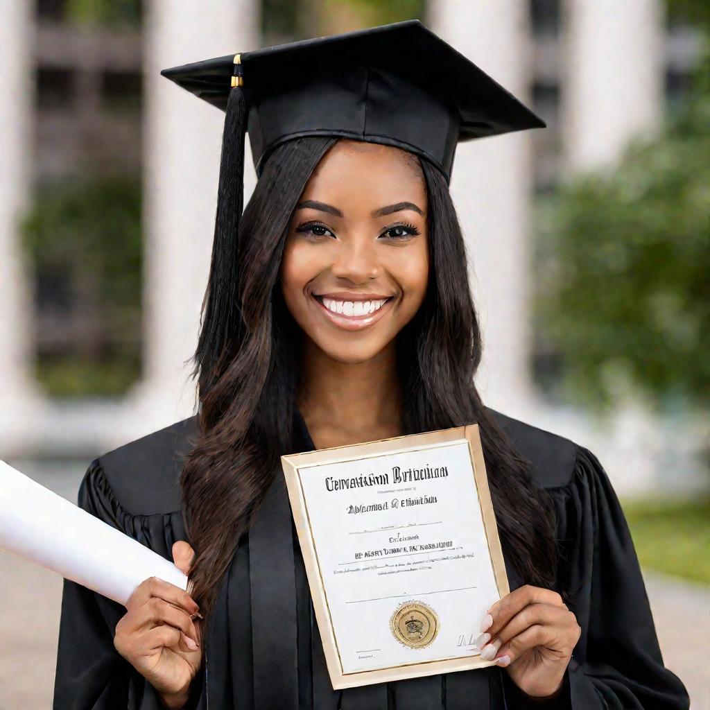 Портрет выпускницы в мантии с дипломом