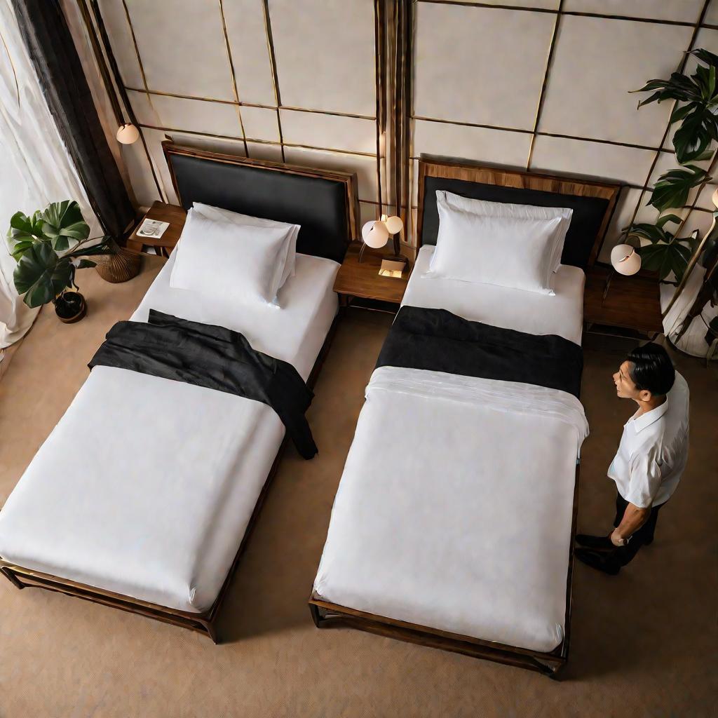 Покупатели выбирают кровать