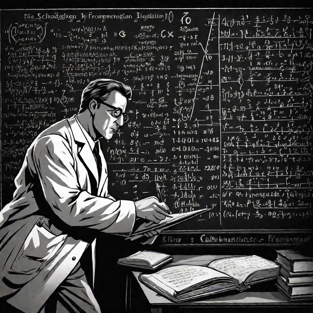 Ученый пишет уравнение Шредингера на доске.
