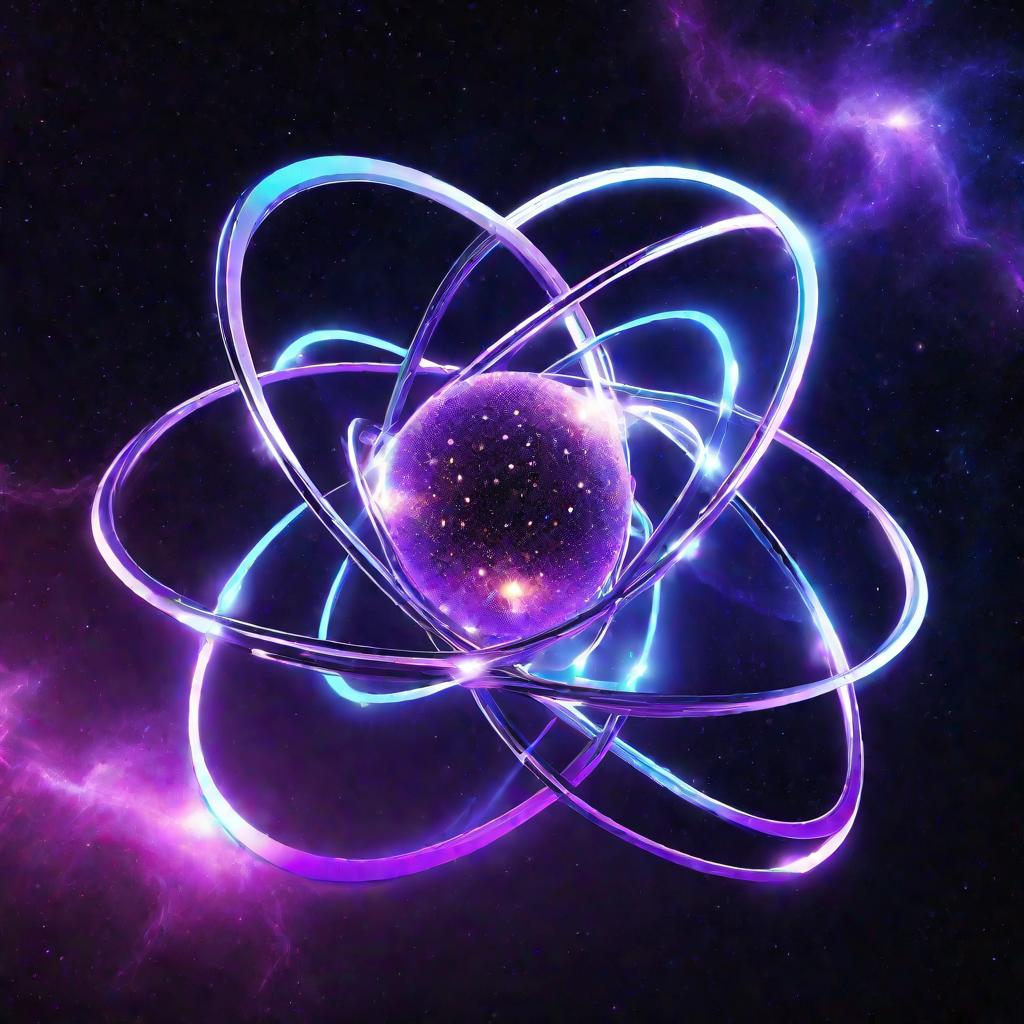 Изображение атома с электронными орбиталями.