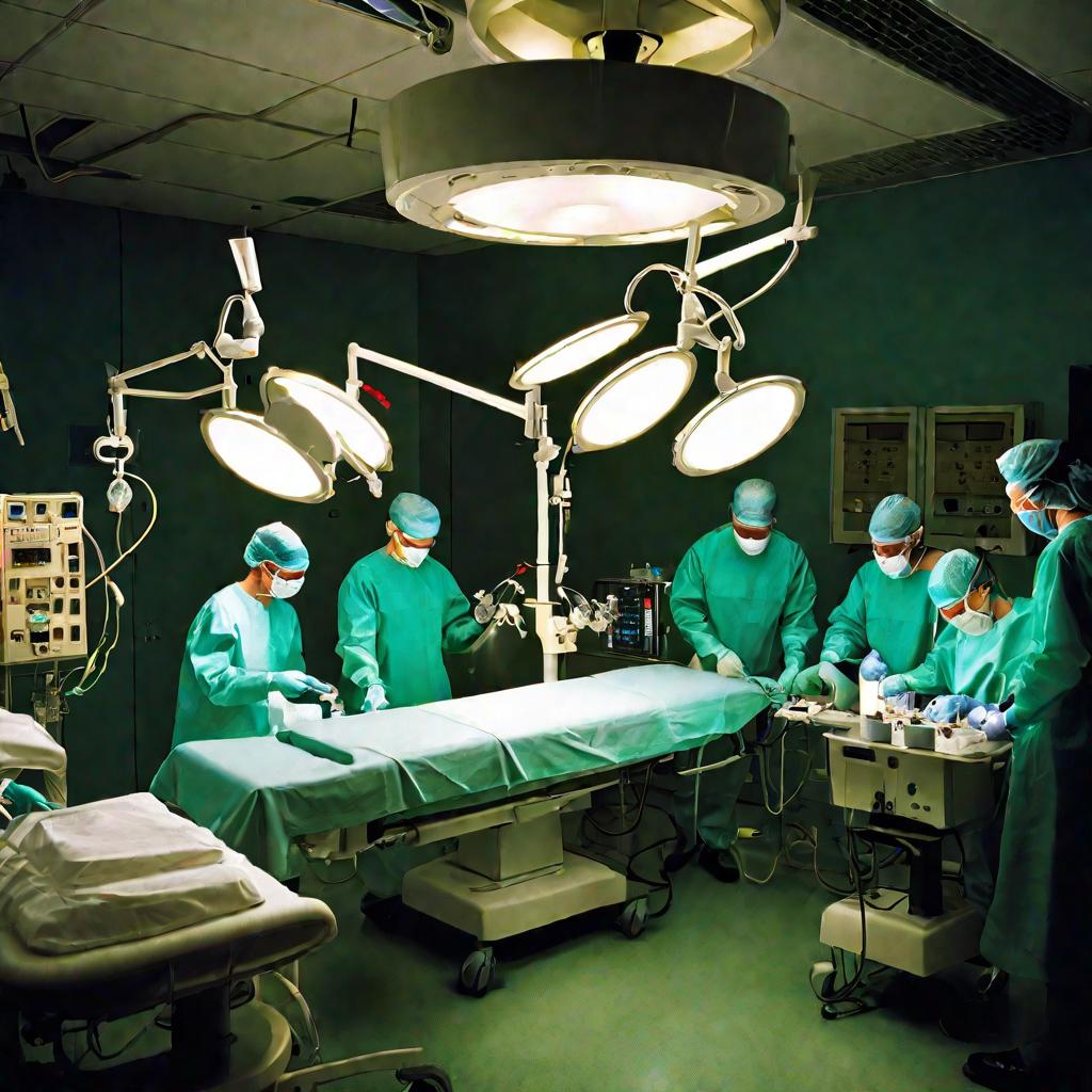 Операционная во время проведения операции на открытом сердце.