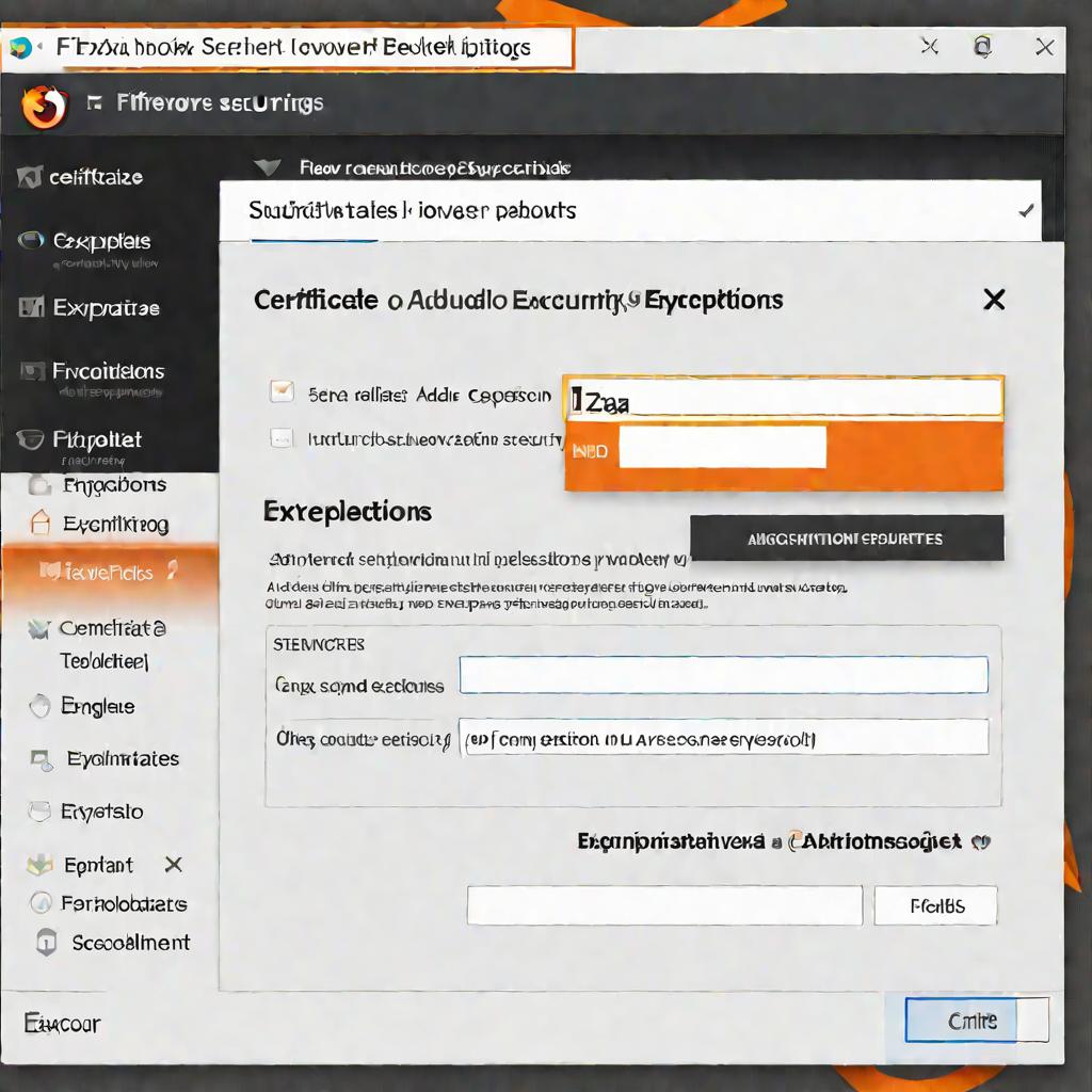 Панель настроек Firefox для добавления исключения сайта из проверки SSL