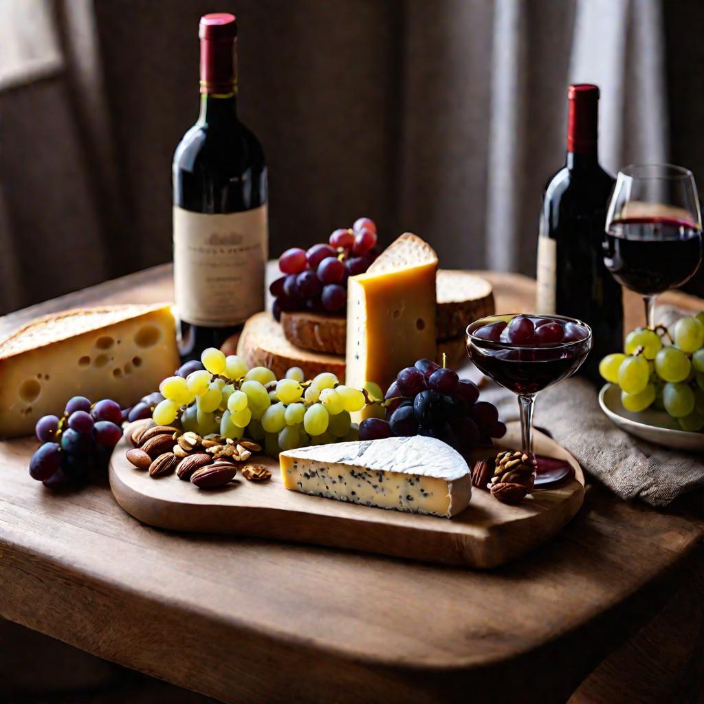 Стол с сыром и вином