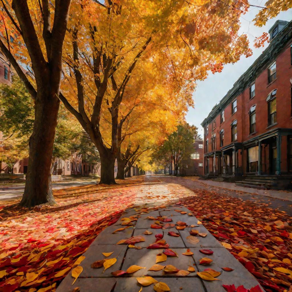 Тротуар, усыпанный листьями