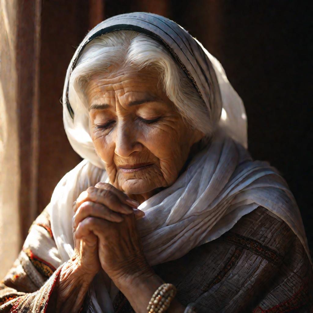 Портрет молящейся старушки