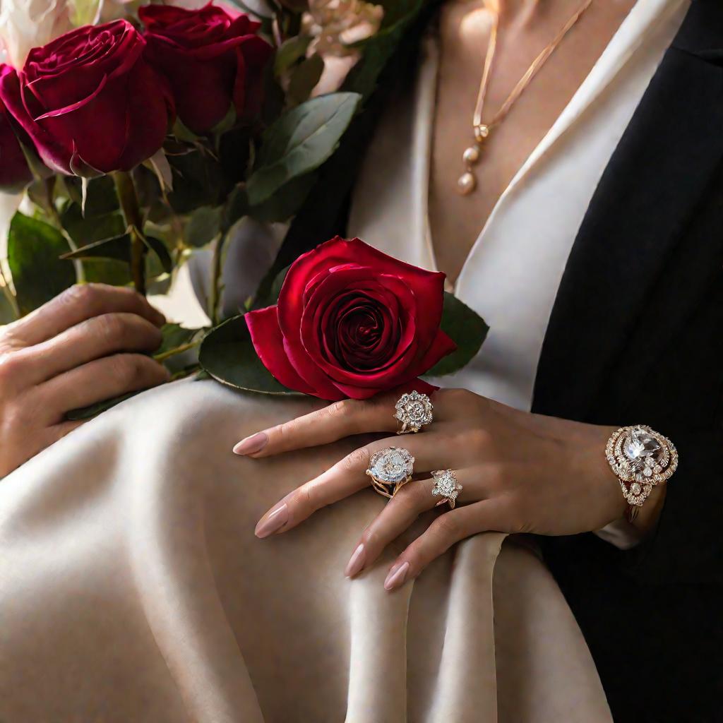 Кольцо с рубином и роза