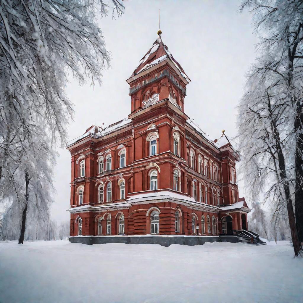 Здание заводоуправления зимой