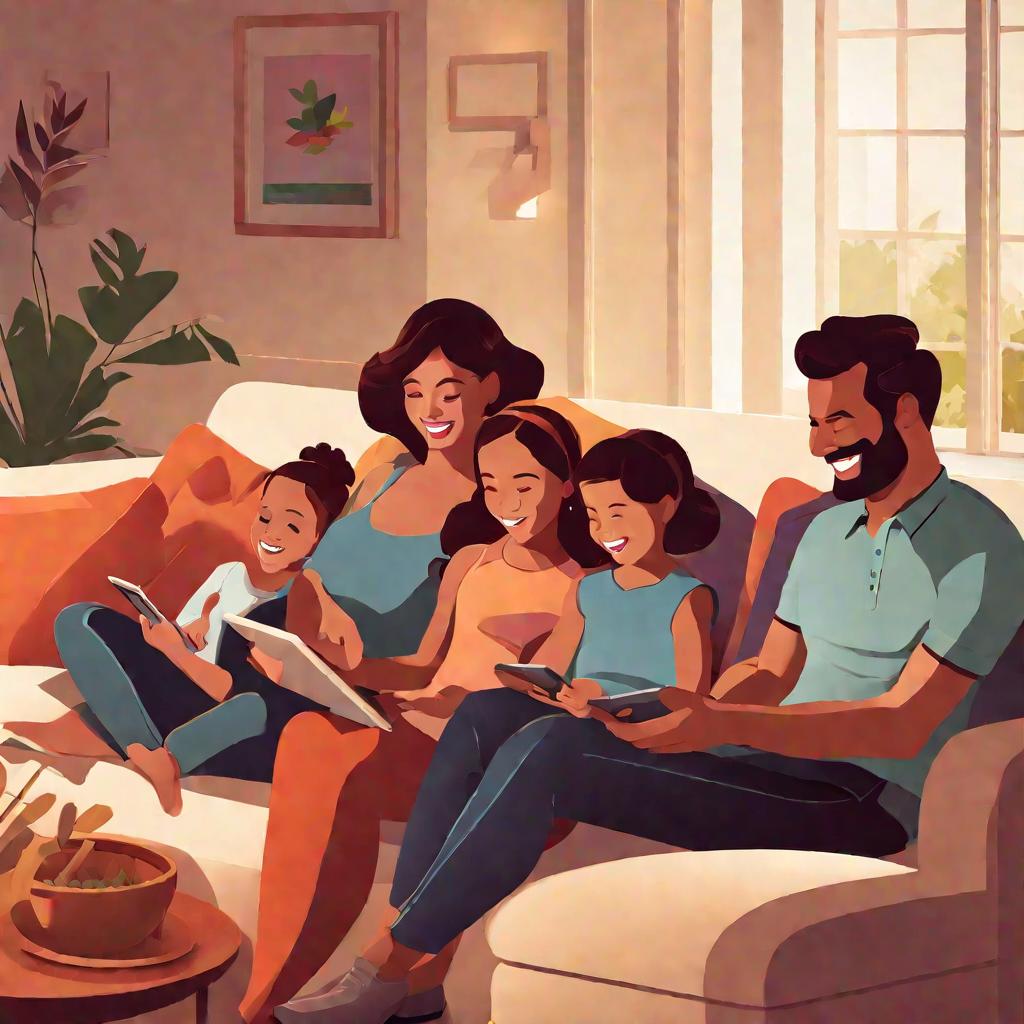 Семья с планшетами