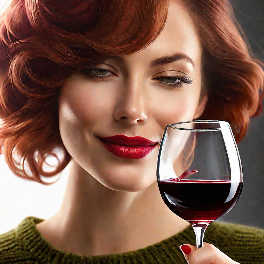 Женщина нюхает вино