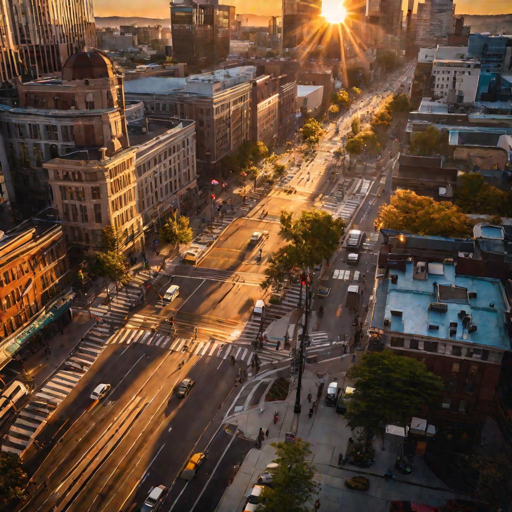 Панорама оживленного города