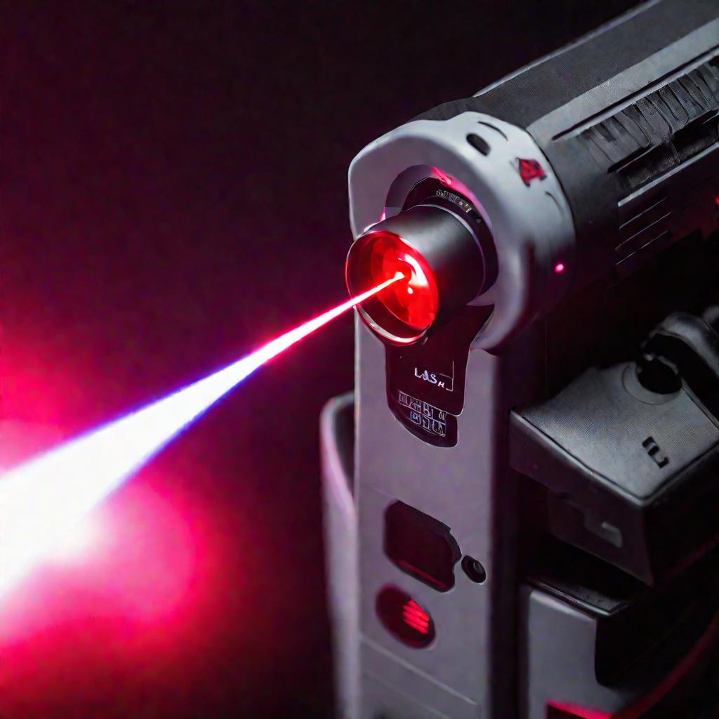 Лазерный луч выходит из оптического тестера