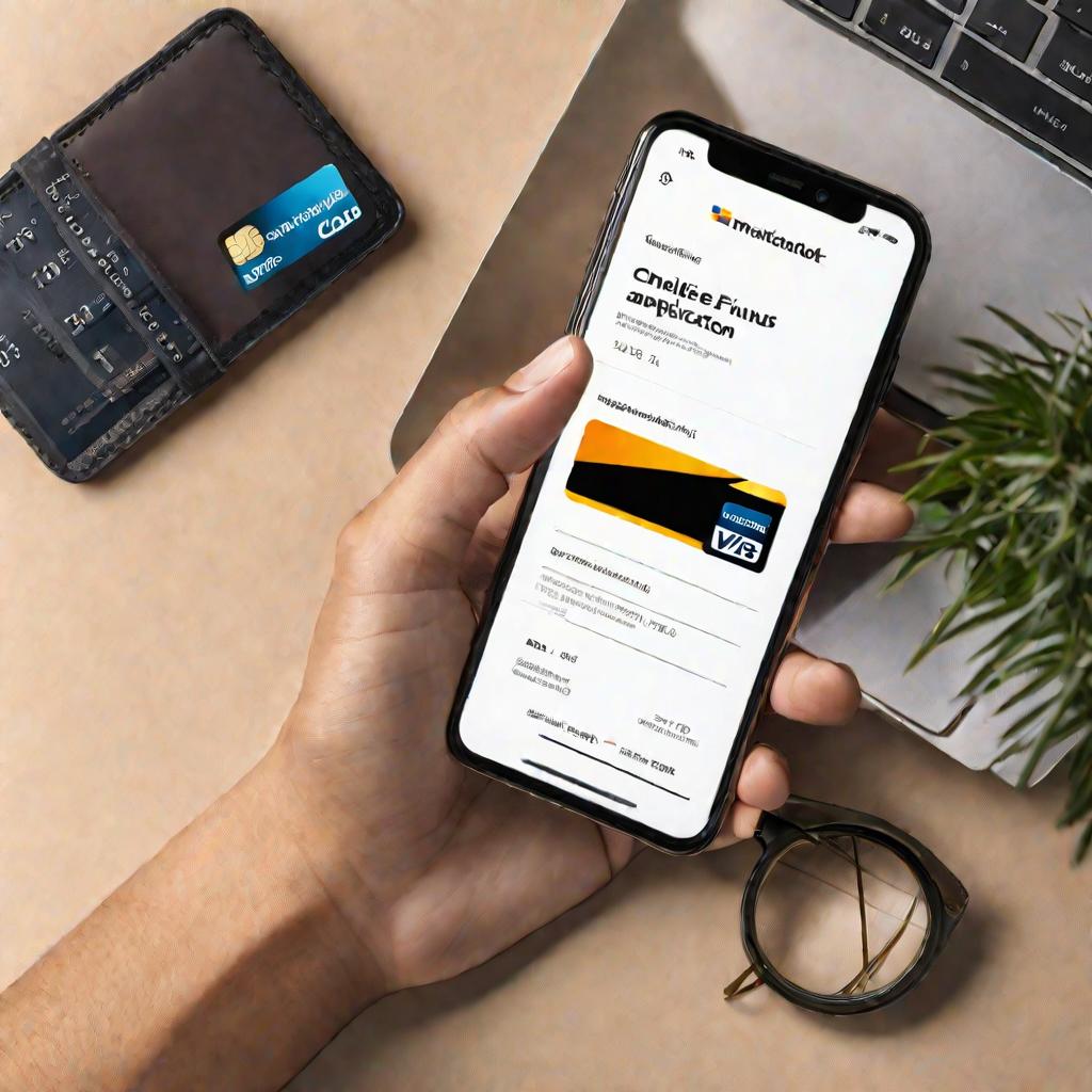 Рука держит кредитную карту над экраном смартфона с приложением мобильного банка для перевода средств онлайн