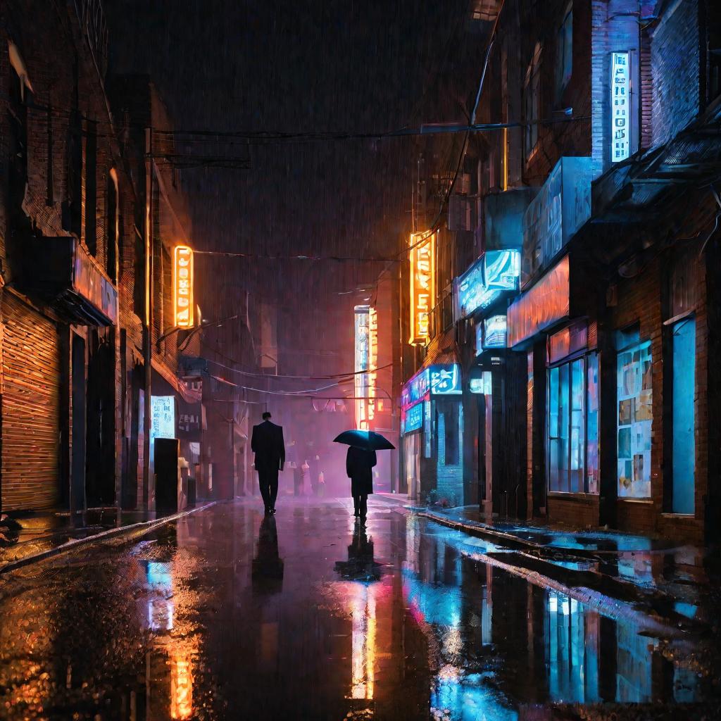 Ночная улица города в дождь