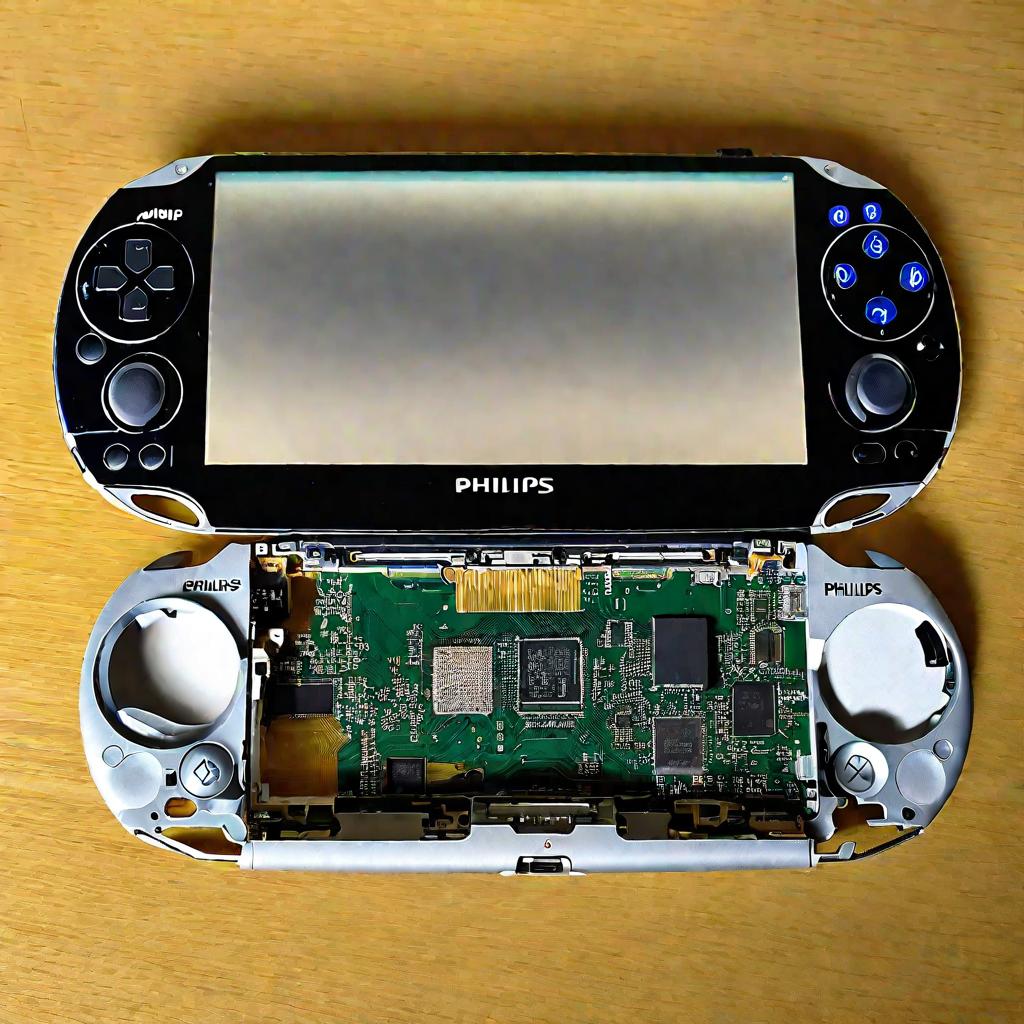 Близкий снимок разобранной PS Vita с открытым корпусом