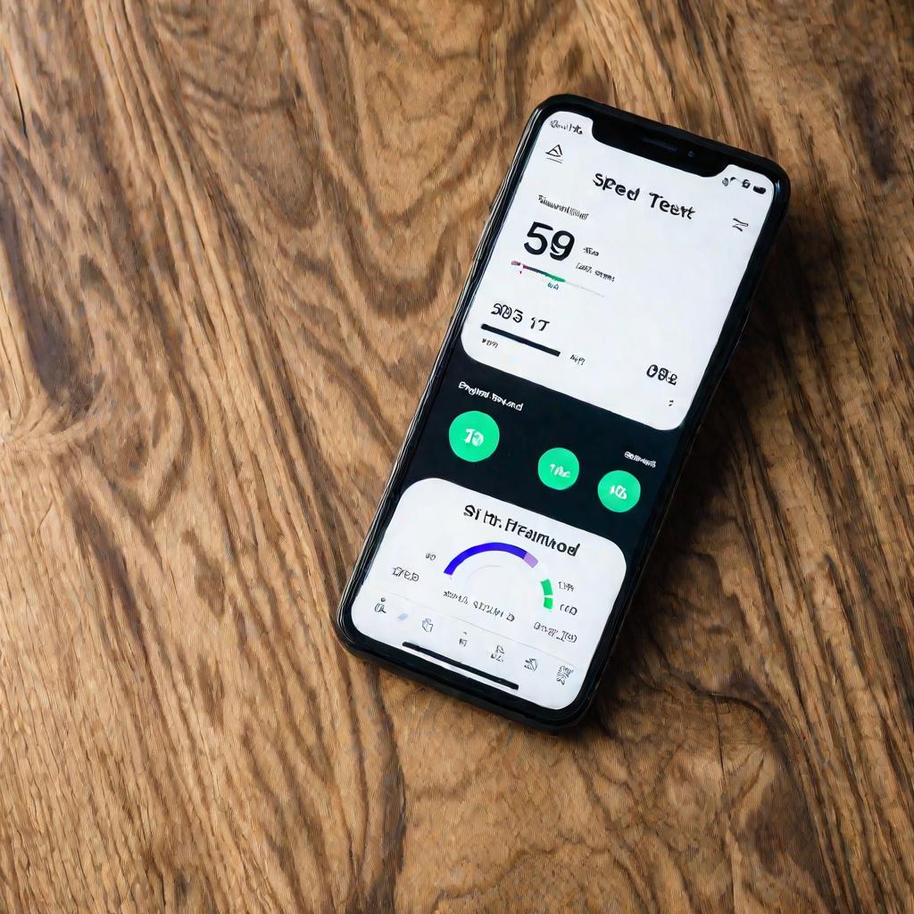 Телефон с приложением для теста низкой скорости интернета