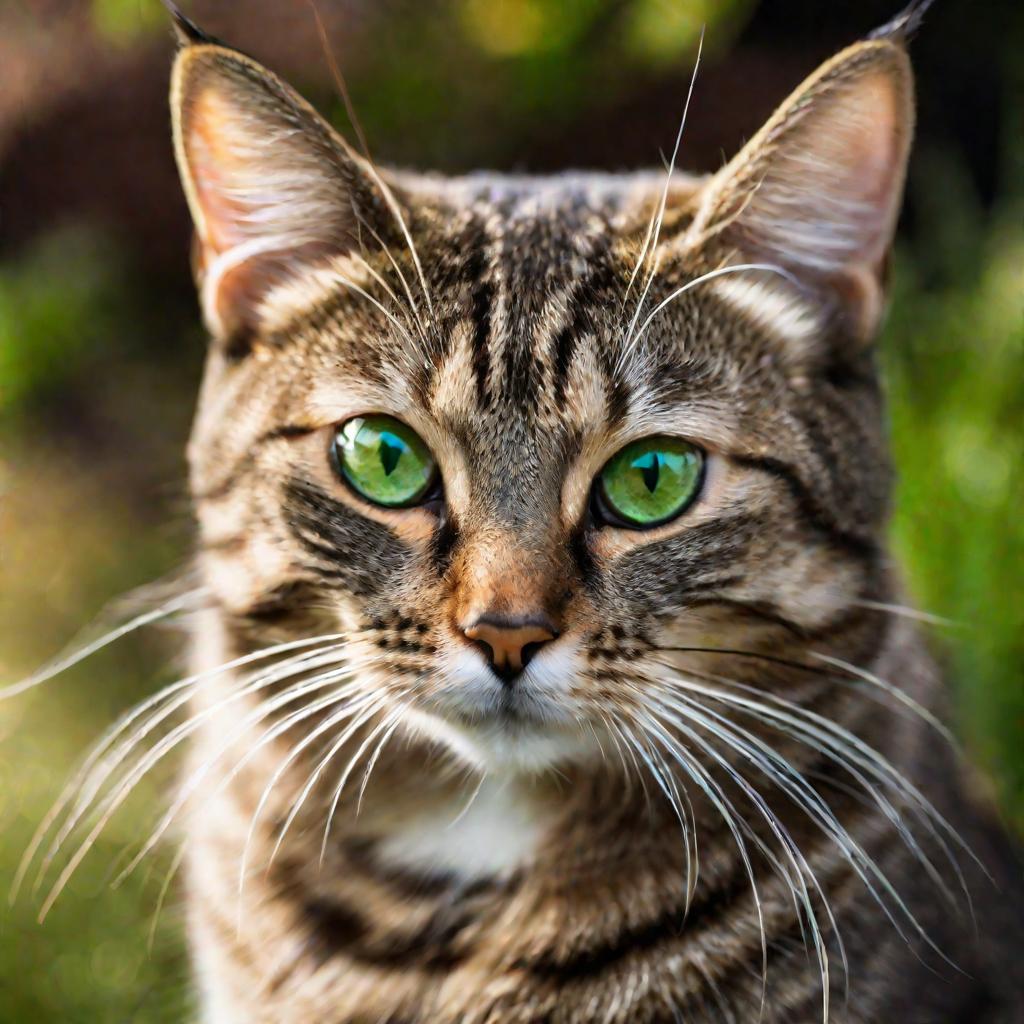 Портрет кошки, приготовившейся ловить крота у кротовины