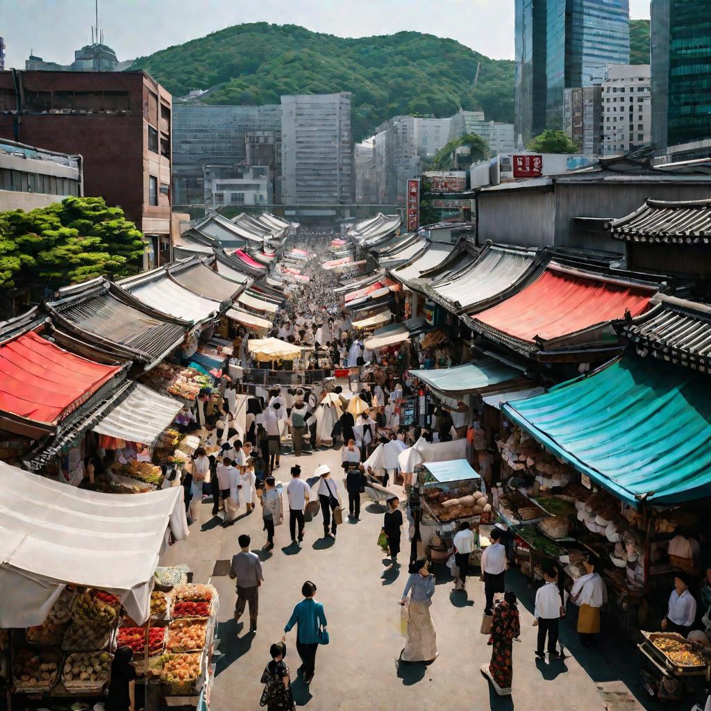 Оживленный рынок в Сеуле