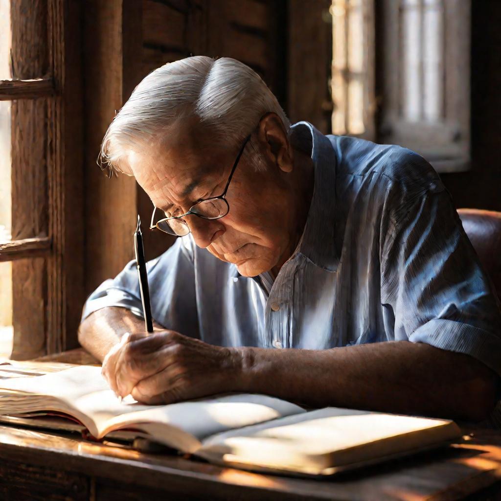 Портрет пожилого мужчины, пишущего в дневнике