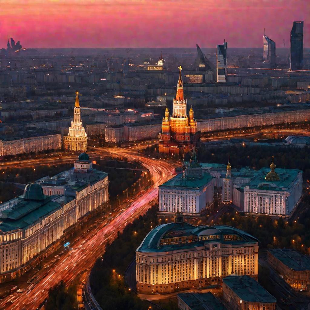 Панорама Москвы на закате