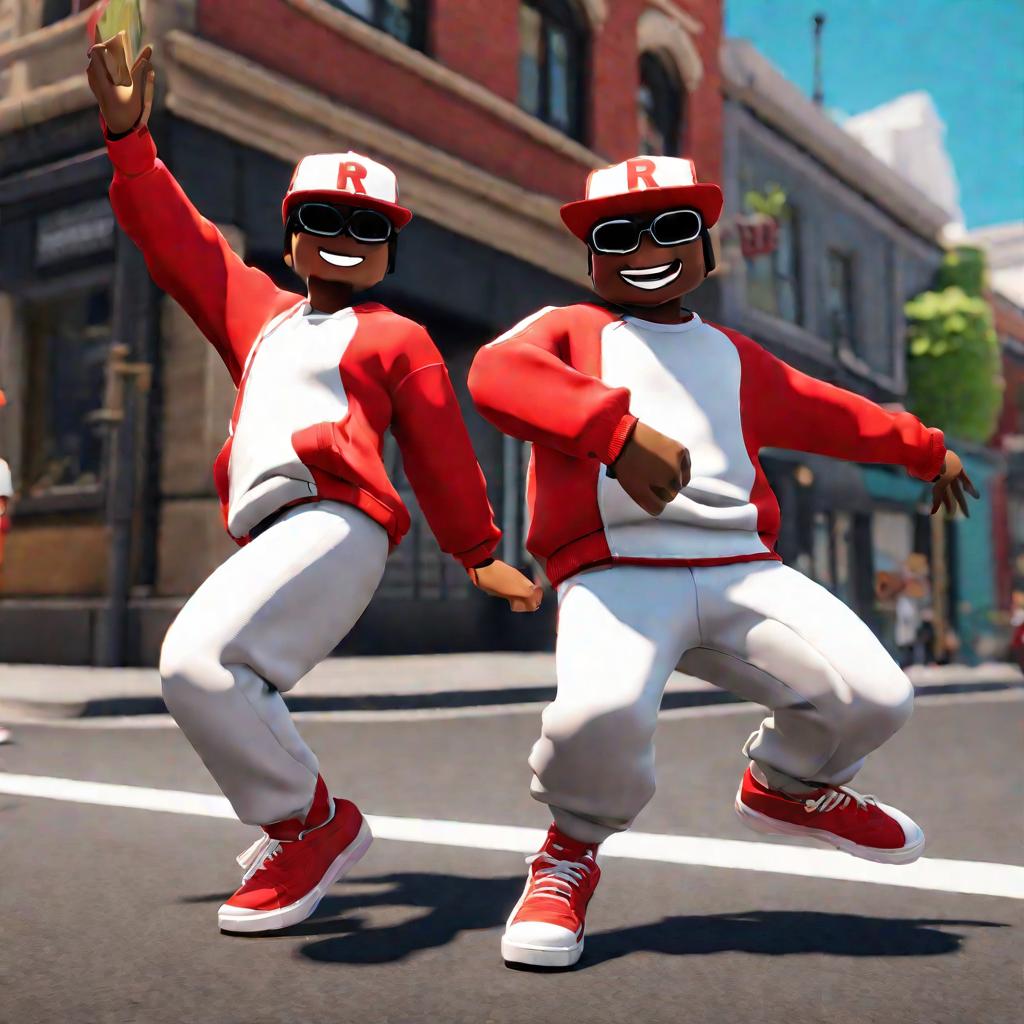 Два аватара Роблокса танцуют хип-хоп.