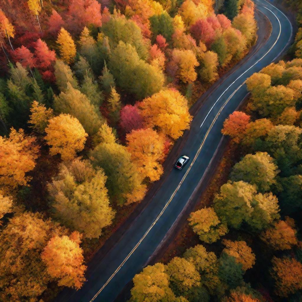 Осенний закат над лесной дорогой