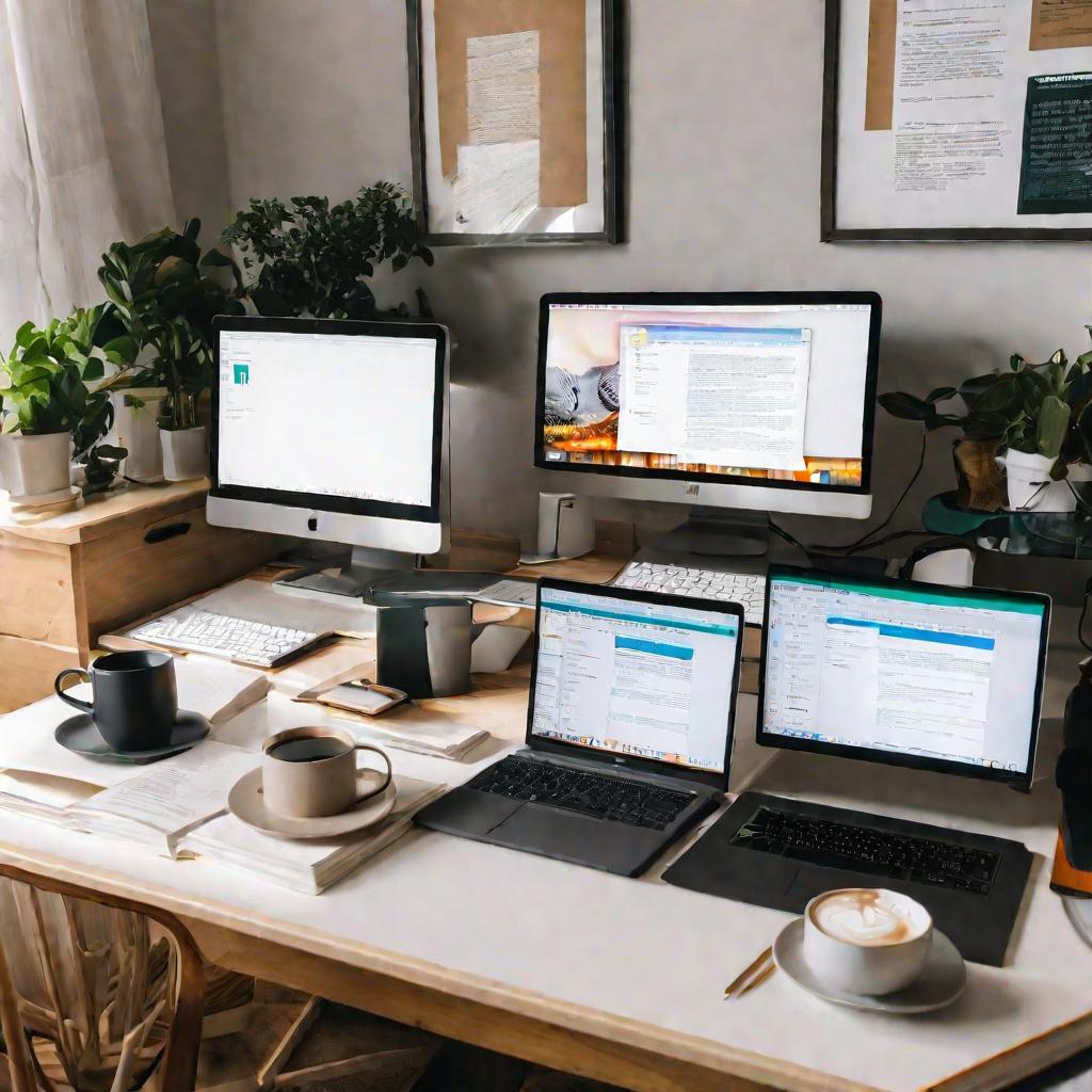 Рабочий стол с ноутбуком для сжатия PDF