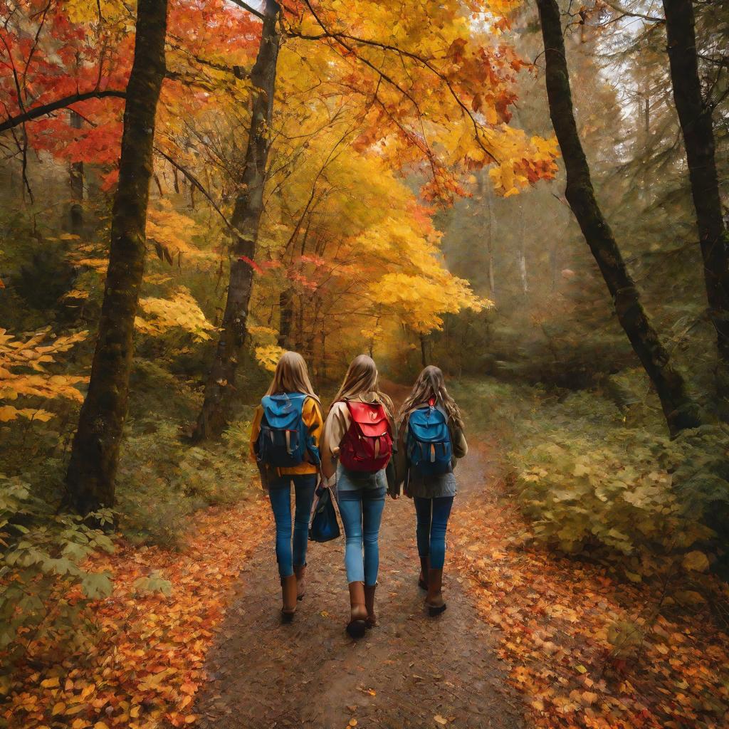 Три подруги гуляют по лесу