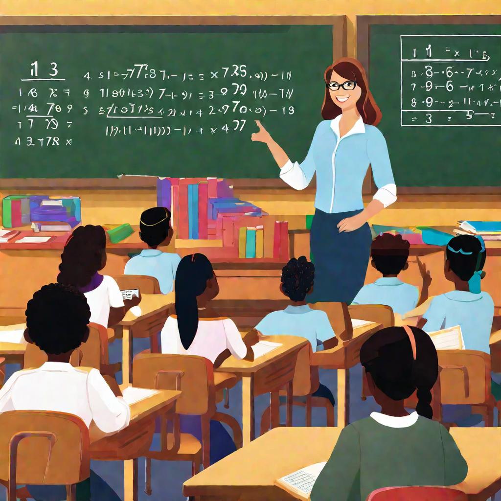 Учитель объясняет решение алгебраического уравнения