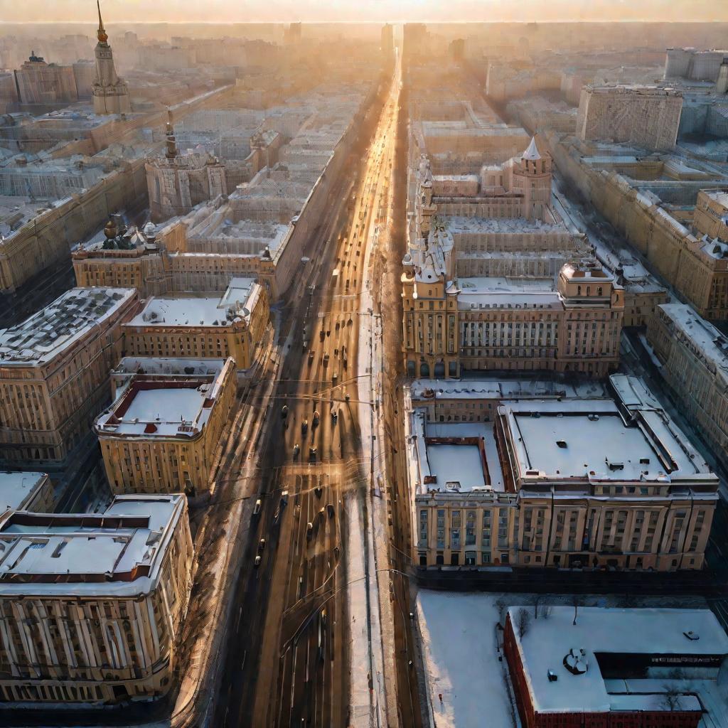 Зимнее утро на улице Москвы