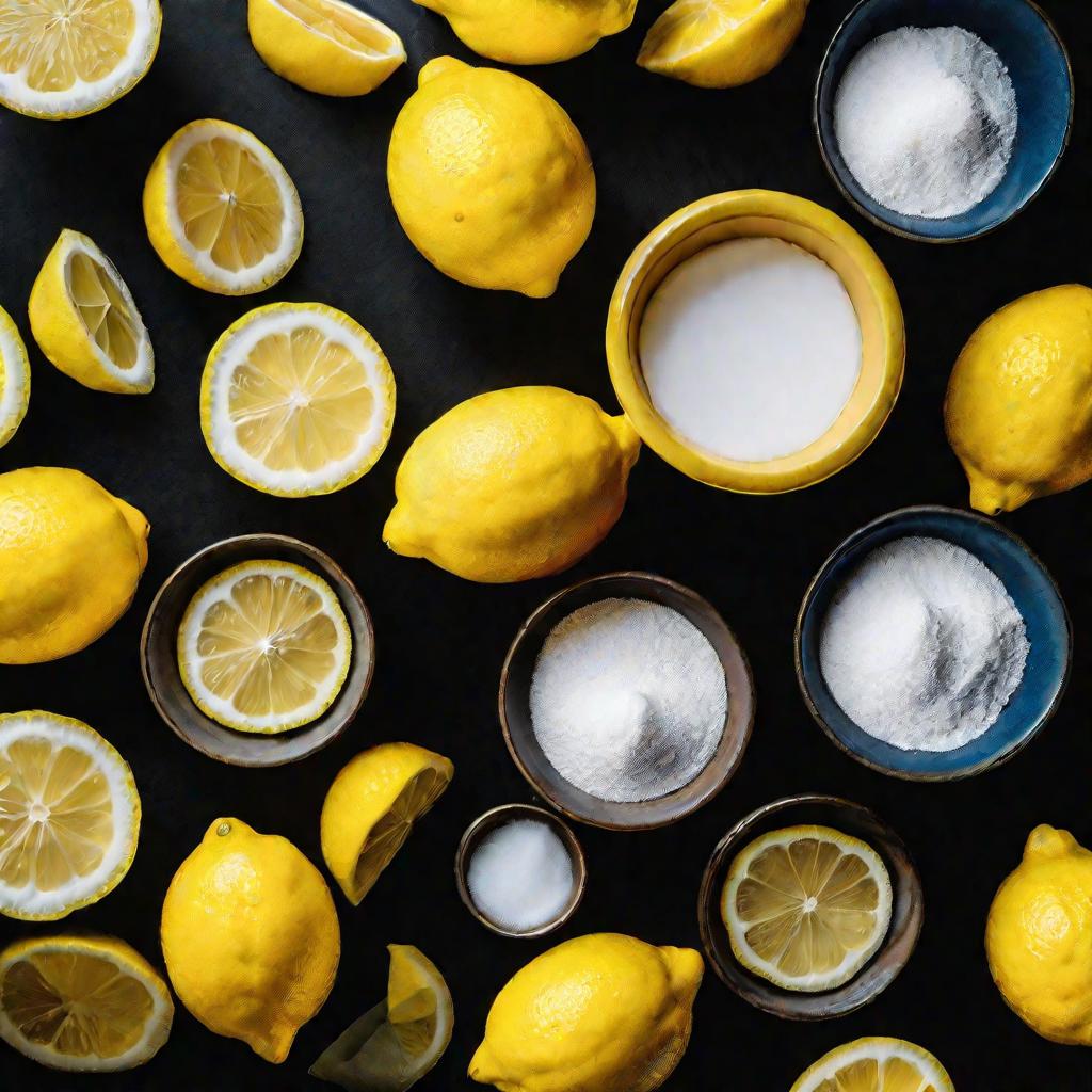 Тарелки с содой и лимонами для поглощения запаха сигарет