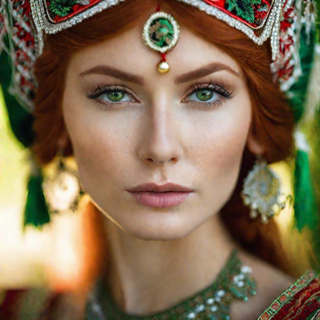 Портрет русской красавицы в национальном костюме