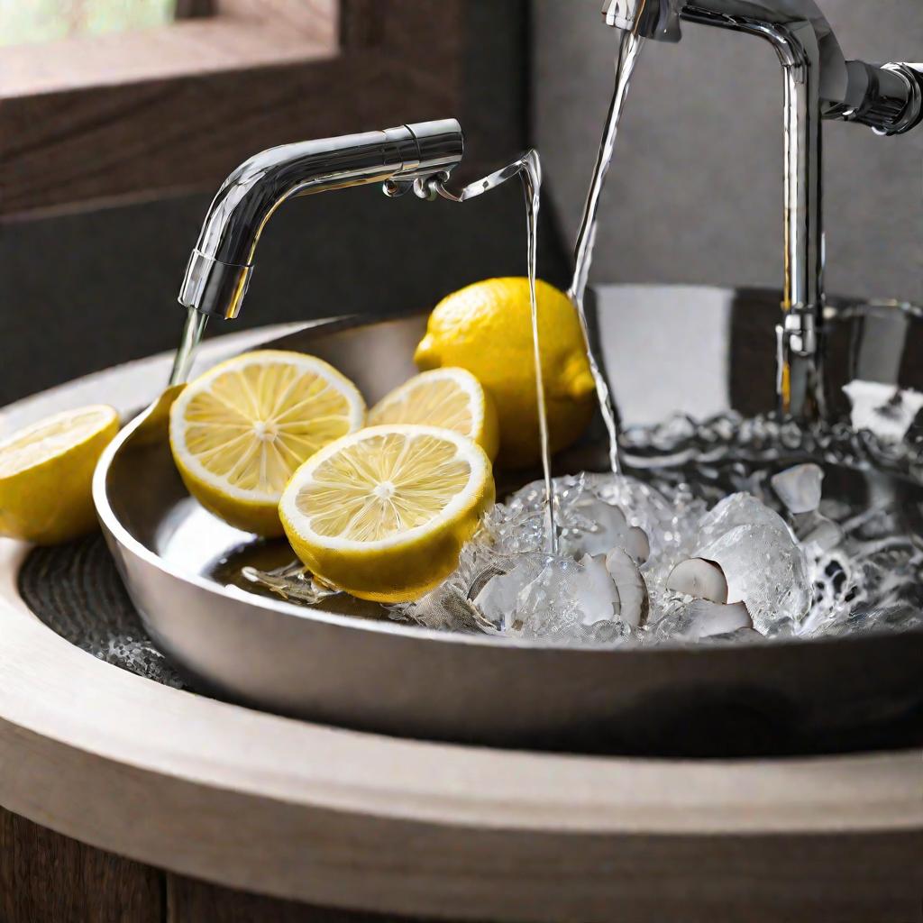Лимоны в тазу с водой - народное средство для отмывания рук