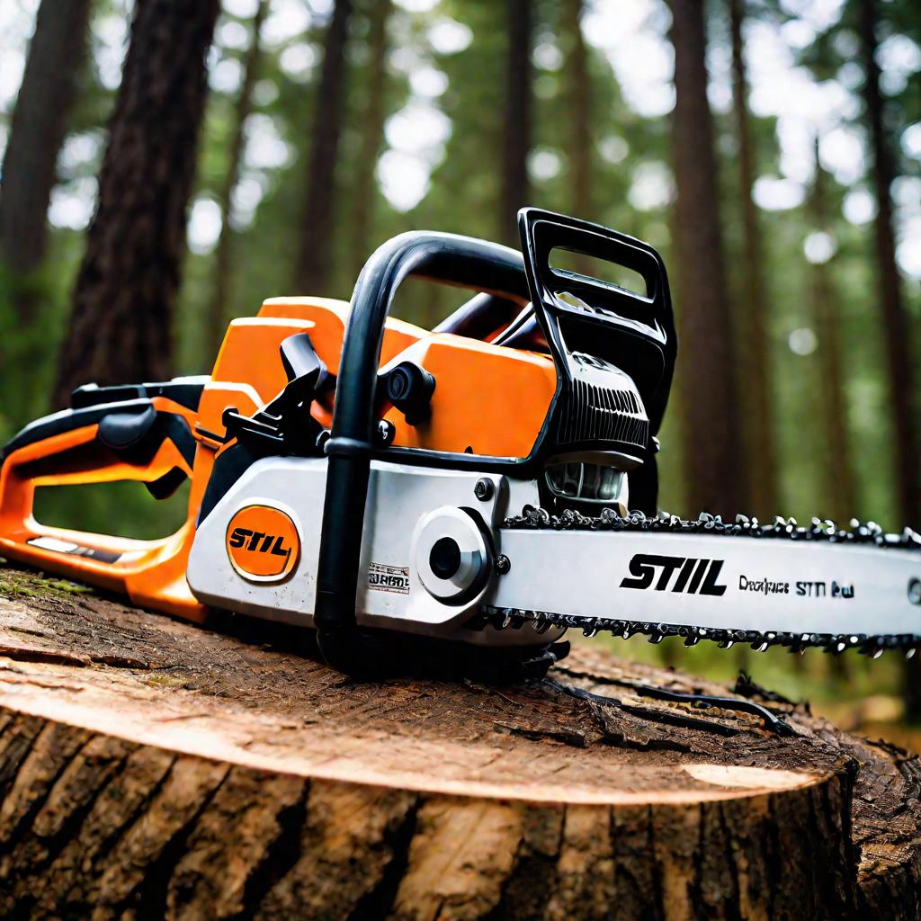 Бензопила Stihl в лесу