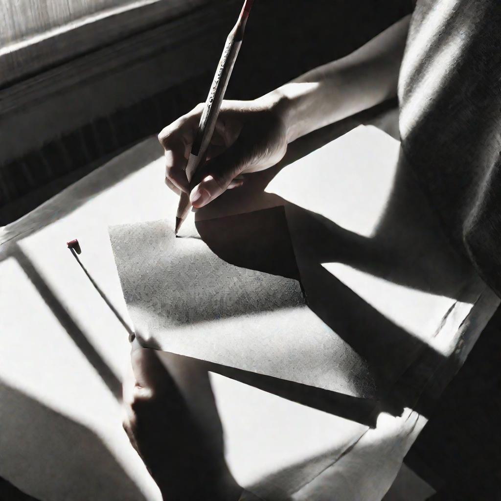 Рука человека держит карандаш и рисует стул.
