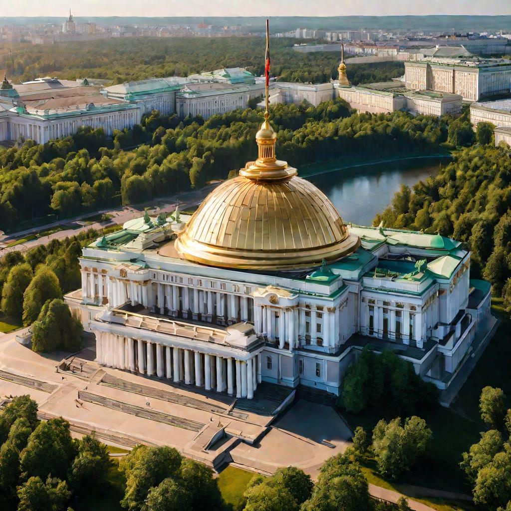 Вид сверху на здание российского парламента