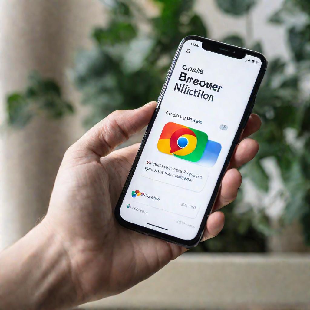Телефон с уведомлением об обновлении браузера