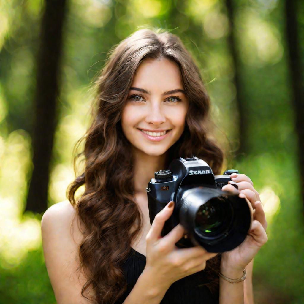 Портрет девушки с фотоаппаратом