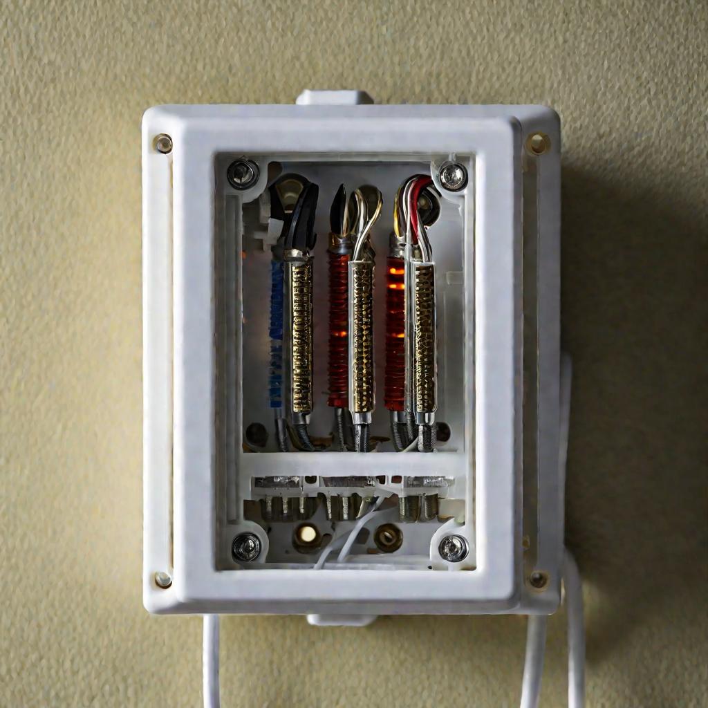 Крупный план открытого выключателя со снятым корпусом