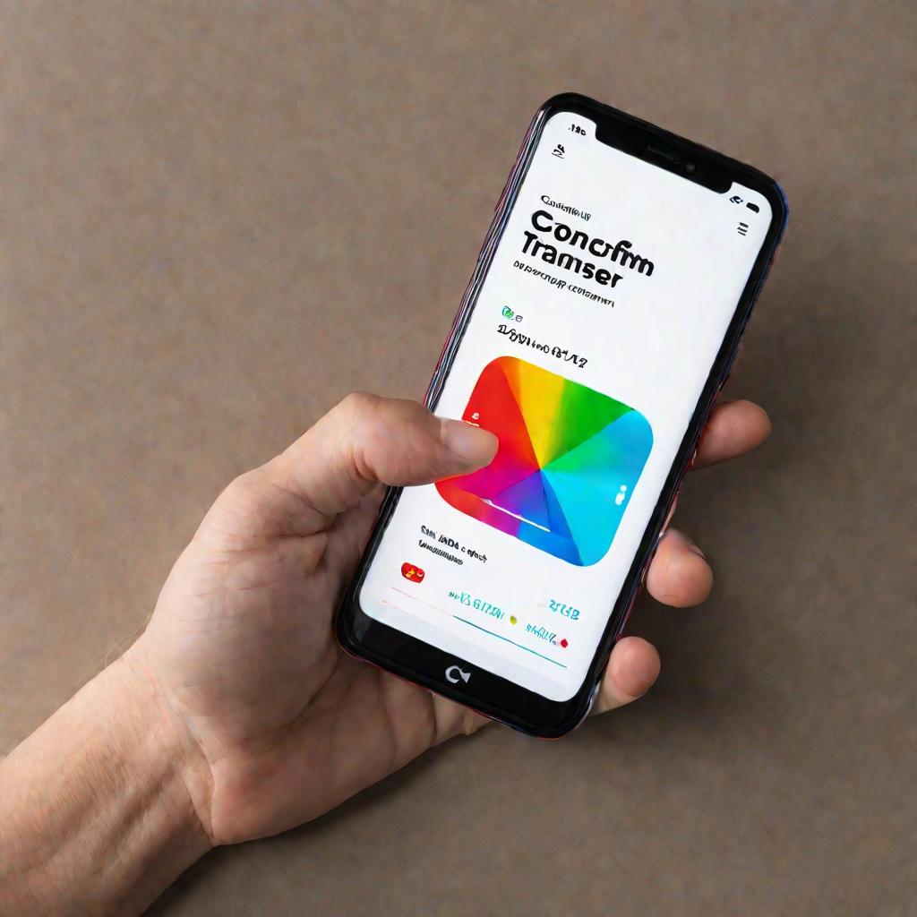 Телефон с приложением для перевода денег