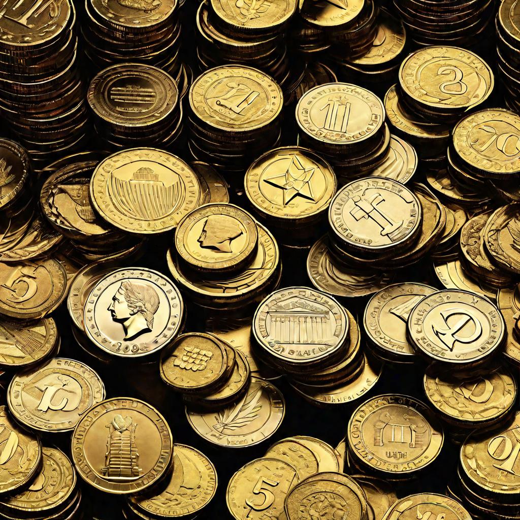 Монеты и купюры на фоне