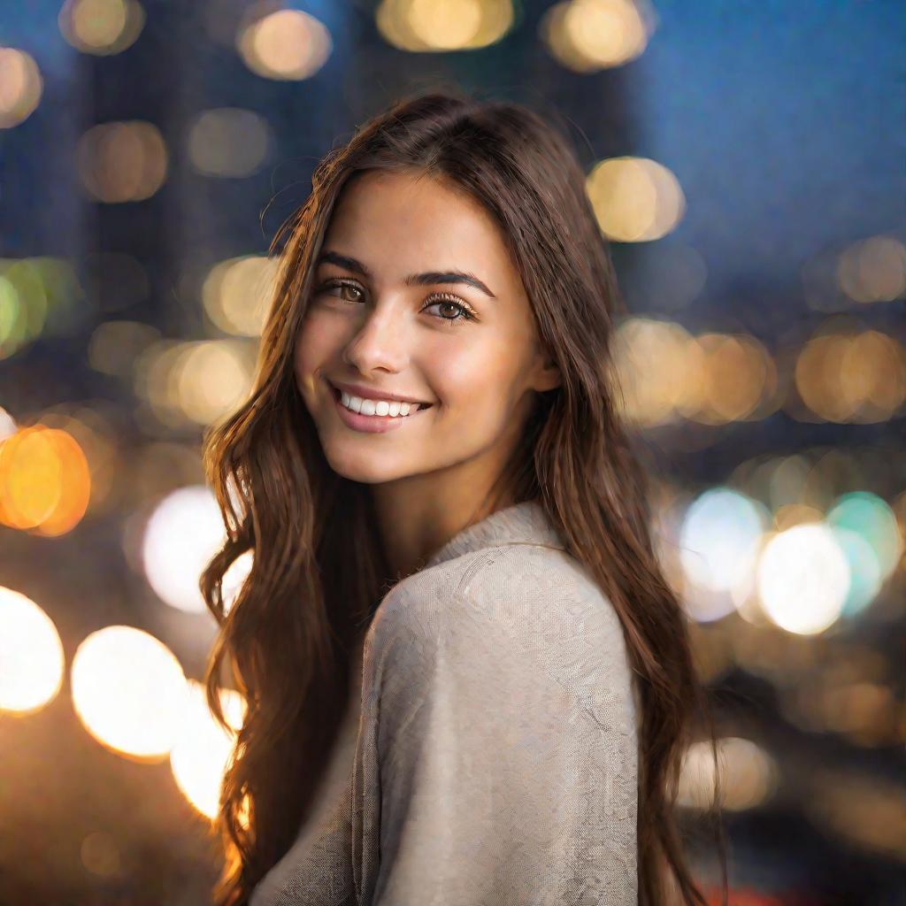 Портрет девушки на фоне города