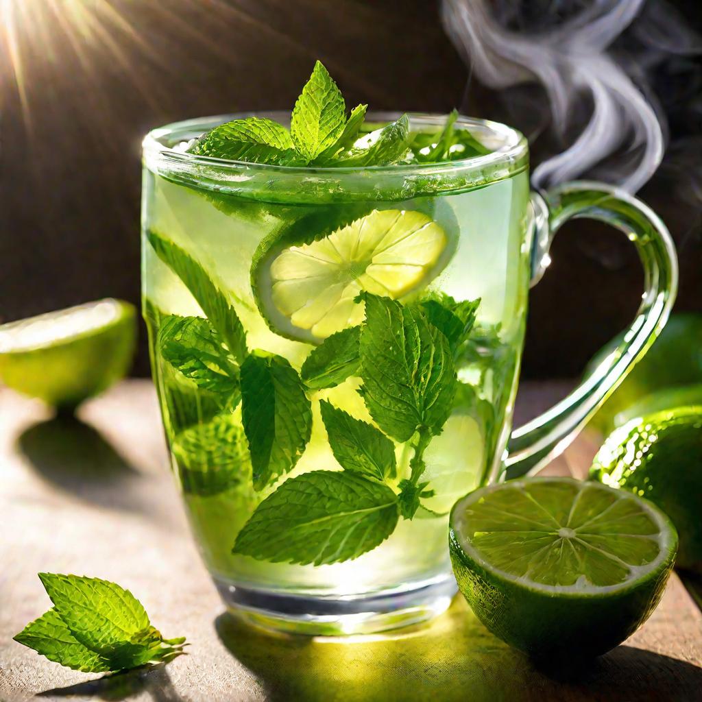 Зеленый чай с мятой и лаймом.