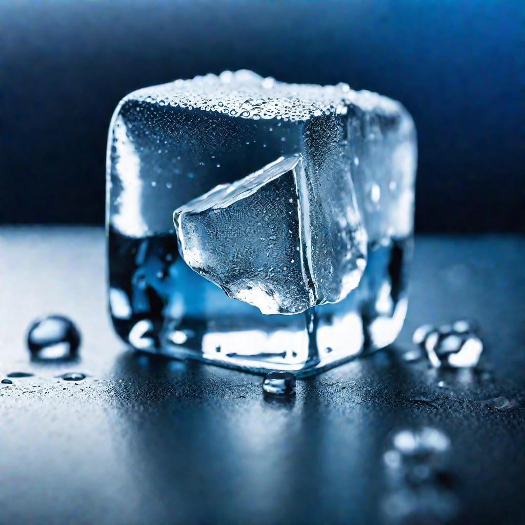 Кубик льда с каплями
