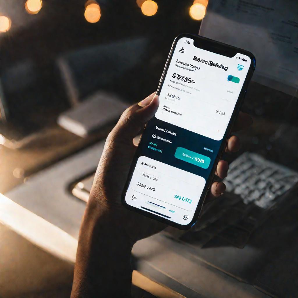 Экран смартфона с приложением мобильного банка