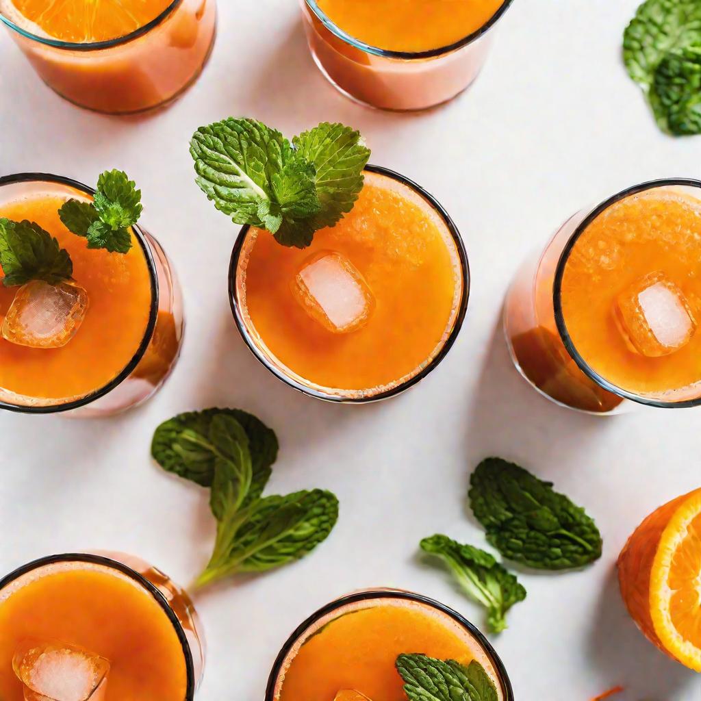 Три стакана морковного сока с декором