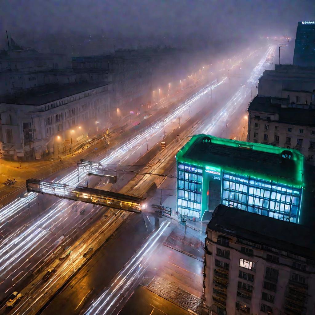 Фото перекрестка с вывесками Сбербанка и метро